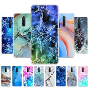 För Realme X2 Pro Case 6.5 tum RMX1931 Silicon Back Phone Cover Oppo X2Pro Bumper Marble Snow Flake Winter Christmas