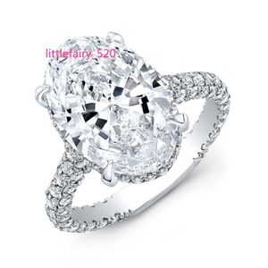 Band ringar fina smycken 8ct oval klippt 3 rad Micro Pave Diamond Engagement Halo Moissanite Ring