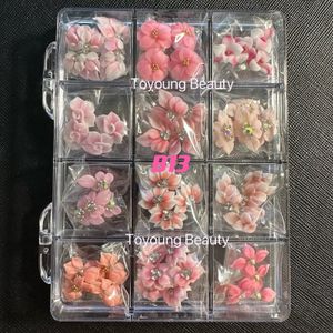 Stickers Decals 50PCS Per Box Jewelry Handmade Kawaii nail art charm Stickers 3D Acrylic Nail Flowers 230715