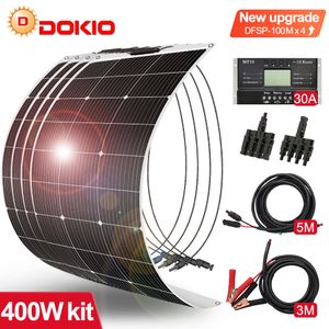 Chargers DOKIO 18V100W 200W 400W Flexible Solar Panel Sets For CarHomeCamping Waterproof Monocrystalline China Charge 12V Battery 230715