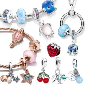 Murano Glass Nowe 2023 Charm Beads 925 Sterling Silver Fit Pandora 925 Oryginalne bransoletki Poręcze Uroki na prezent biżuterii wiszącej