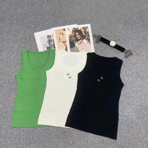Kvinntankar Toppdesigner Knit T Shirt ärmlös andas andas stickade stickade sporttoppstankar Vest Yoga Tees