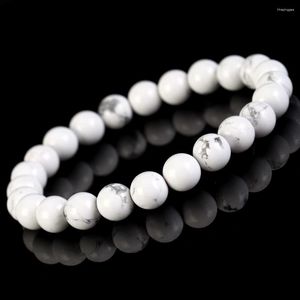 Pulseira de pedra natural de 6/8 mm com miçangas de turquesa branca para homens e mulheres, joias para presente, energia de cura