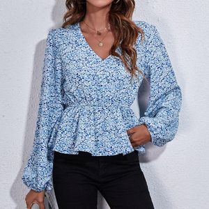 Women's Blouses Bohemian Floral Print Blouse Women Autumn 2023 Casual Long Sleeve V Neck Tunic Tops Elegant Holiday Party Chemise Blusas