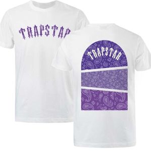 Trapstar Art of War Paisley Tshirt Men mode casure hylsa Harajuku Löst överdimensionerade toppar Purpurfärgade texturtryck t skjortor andas och avslappnade