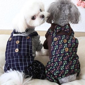 Dog Apparel Anchor Grid Bowtie Pet Clothes Winter Warm Sport Bathrobe Jumpsuits Pajamas Thick Coats Clothing For Dogs Cat Teddy