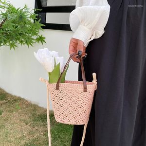 Evening Bags Women Hand-woven Knitting Shoulder Bag Ladies Handbag Casual Bucket Wool Shopping For Girls Purse Small Crossbody