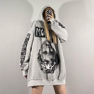 Felpe con cappuccio da donna Hip Hop Portrait Stampa High Street Idle Style Coppia Felpa con cappuccio