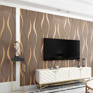 Cinzeiros Papel de Parede Onda 3D Papel de Parede Café Bege Branco Decoração para Casa Sala de Estar Quarto Cozinha Painel Mural Moderno Luxo Panorâmico x0627