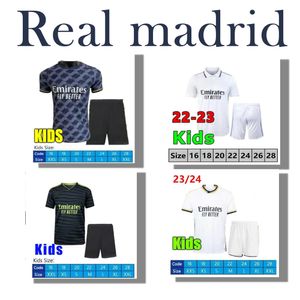 kids 23 24 Pieces Real mADRIds Football Shirt Fans Version 2023 2024 Kit Modric Camise Tavini JR Camavin Garomeni mADRIdes Shirt Kids Set