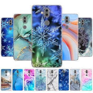 För Nokia 8.1 Case 7.1 Plus 2018 Silicon Back Phone Cover / X7 Marble Snow Flake Winter Christmas