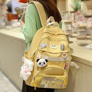 Schultaschen Kawaii Mesh Mädchen Abzeichen Tasche Frauen Niedlicher Rucksack Damen Harajuku Buchnetz Weiblich College Laptop Trendy