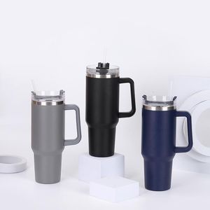 Tumblers rostfritt stål vattenflaska stor kapacitet med halm mugg kaffe mugg öl kopp bärbar vatten flaska läcksäker dricksmuggar 230715