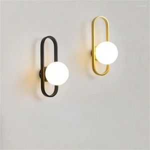 Wall Lamp Bedroom Bedside LED E27 Sconce Nordic Minimalist Modern Staircase Walkway Living Room Background Glass Light