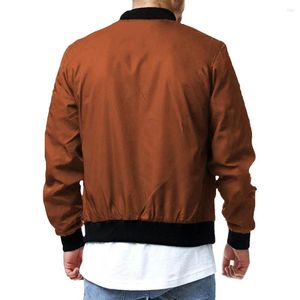 Men's Jackets Men Coat Stylish Pure Color Ribbed Cuff Ribbing Bottom Pockets Jacket