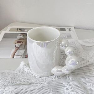 Tazas de estilo nórdico Ins, Taza de cerámica esmaltada con perlas coloridas, taza con asa de calabaza, suministros para el hogar, red de café roja, escritorio de agua de hadas