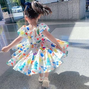 Girl Dresses Baby Kids Bridemaid Wedding For Children Print Ball Gowns Girls Boutique Party Wear Elegant Frocks