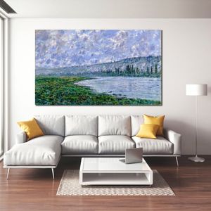 Canvas Wall Art The Seine and The Chaantemesle Claude Monet Painting Handmade Oil Artwork Modern Studio Decor