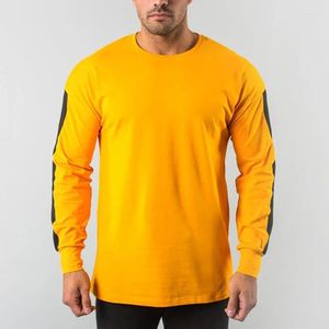 Erkekler Tişörtleri 2023 Sonbahar Spor Fitness Uzun Kollu Tişört İnce Fit Boş Zaman Tops Giyim Erkek Tshirt