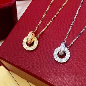 Goldschmuck Designer-Halskette für Damen LOVE Chain Anhänger Halsketten Niemals die Farbe ändern Edelstahlschmuck Silber Rose Diamant Doppelschleife Luxushalskette