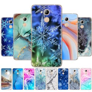 För Huawei Honor 6C Pro 5.2inch Silicon Soft TPU Back Phone Cover /V9 Play Marble Snow Flake Winter Christmas