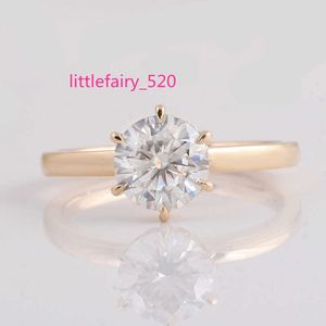 밴드 고리 커스텀 18K 솔리드 옐로우 골드 1.5 카라트 7.5mm 라운드 gh 색상 Moissanite Lab 다이아몬드 약혼 반지