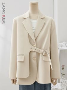 Damenanzüge Blazer LANMREM Designer Gespleißter Blazer Mantel Für Frauen Einreiher Lange Ärmel Koreanische Mäntel Weibliche Kleidung 2023 Herbst 32D163 230715