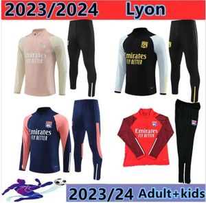 23/24 Tuta da calcio Lione Survêtement 2023/2304 Lyonnais L.PAQUETA OL AOUAR Tuta da allenamento da calcio Jogging adulto bambini Set giacca Maillot Foot Chandal