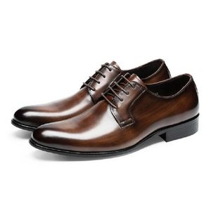 Sapatos de couro masculinos de luxo com cadarço e bico fino brogues Oxford sapatos formais masculinos de escritório para casamento 1AA17