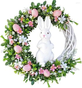 Decorative Flowers Easter Egg Wreath Acrylic For Front Door Indoor Outdoor Hanging Ornaments Holiday Decoration