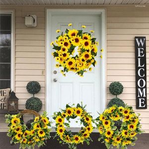 Decorative Flowers Sunflower Wreath Wood Wreaths Wall Hanging Door Home Housewarming Gift