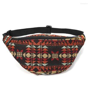 Сумки для талии женщин Fanny Pack 8 Colors тканевые пакеты Bohemian Style Bag 2 Pocket Belt Travel Phone Mouct