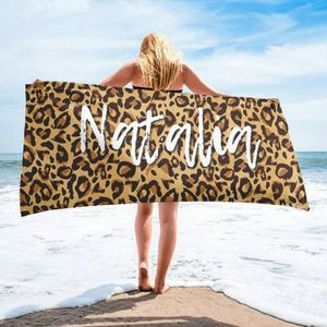 Blankets Swaddling Personalized Leopard Cow Beach Towels Custom Name Bride Tiger Animal Print Style Swimming Pool Bridesmaids Gift 230715