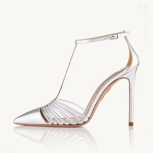 Sandals Summer Style Thin Strap Pointed Panel Sexy T-Strap High Heel Banquet Dress Versatile Large Women's Shoes