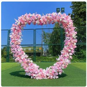 Arc en forme de coeur de mariage 2.0x2.0M métal fête d'anniversaire fond décor bricolage jardin ballon fleur arc support or blanc