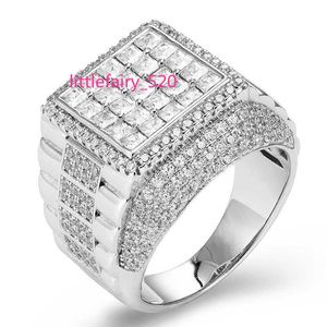 Bant Yüzükleri Jasen Moda Özel CZ Zirkon Taşları Moissanite Diamond 925 STERLING Gümüş Hip Hop Buzlu Yüzük Erkek Kadınlar