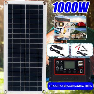 Annan elektronik från 20W-1000W Solar Panel 12V Solcell 10A-100A Controller Solpaneler för telefonbil MP3 Pad Charger Outdoor Battery Supply 230715