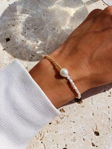 Strand Vlen Natural Freshwater Pearl Bracelets For Women Simple Tiny String Dainty Gold Plated Beads Pulseras Fashion Jewelry