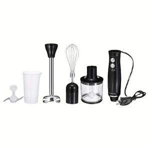 US Plug 4-in-1 Immersion Hand Blender, Powerful 500W Handheld Stick Blender With 304 Stainless Steel Blades, Chopper, Beaker, Whisk For Smoothie, Baby Food, Sauces Red,