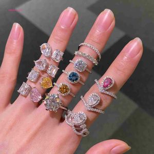 Band Rings High Quality Custom Pure D Color VVS Moissanite Ring 925 Silver Engagement Wedding Rings For Women Set With Certificate