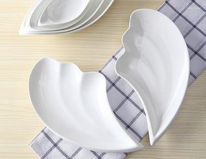Plates 2pcs Set Embossed Porcelain Angle Wings Cake Plate Funny Candy Tray Ceramic Breakfast Dish Dessert For Serving