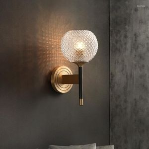 Wall Lamp Light Luxury Living Room Background Copper Indoor Single Reservoir Double Reservoirs Bedroom Glass Copp