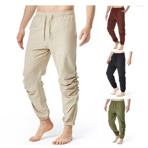 Men's Pants 2023 Cotton Linen Drawstring Elastic Waist Leisure Sports Jogging Yoga Thin Loose Soft Quick-Dry Casual Track