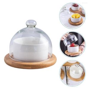 Servis uppsättningar pudding skål lock keramisk sallad set ramen cake cover efterrätt keramik som serverar stand kupol mini pan