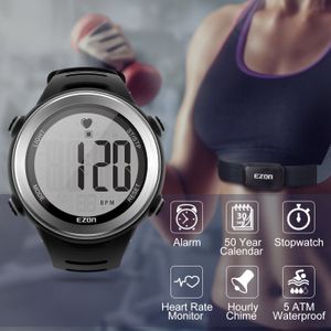 Herren-Herzfrequenzmesser, Sport-Polar-Uhren, Herren, 50 m wasserdicht, Lauf-Sportuhren mit Brustgurt, Digitaluhr