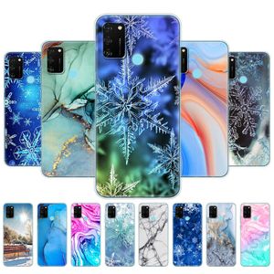 Silicon Case For HONOR 9A 6.3inch Soft Tpu Back Phone Cover For Huawei Honor MOA-LX9N Marble Snow Flake Winter Christmas