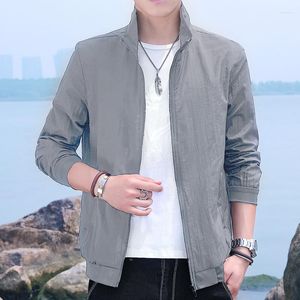 Men's Jackets 2023 Skin Clothes Sunscreen Stand Collar Jacket Coat Solid Color