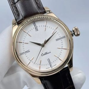 Relógio masculino de luxo Novo Cellini M50505-0020 Relógios de movimento automático masculino 39 mm ouro SS2813 caixa de aço fino relógios de pulso com pulseira de couro de vaca