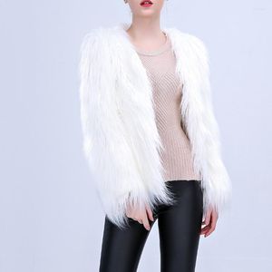 Women's Fur Women Christmas LED Womens Jacket Stage Costumes Nightclub Outwear Dancer Jackets Size XL (White)