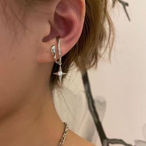 Ryggar örhängen non piercing silver färg krok zirkon pärla jesus korshänge öronklipp för kvinnor mode charm utan genomborrad